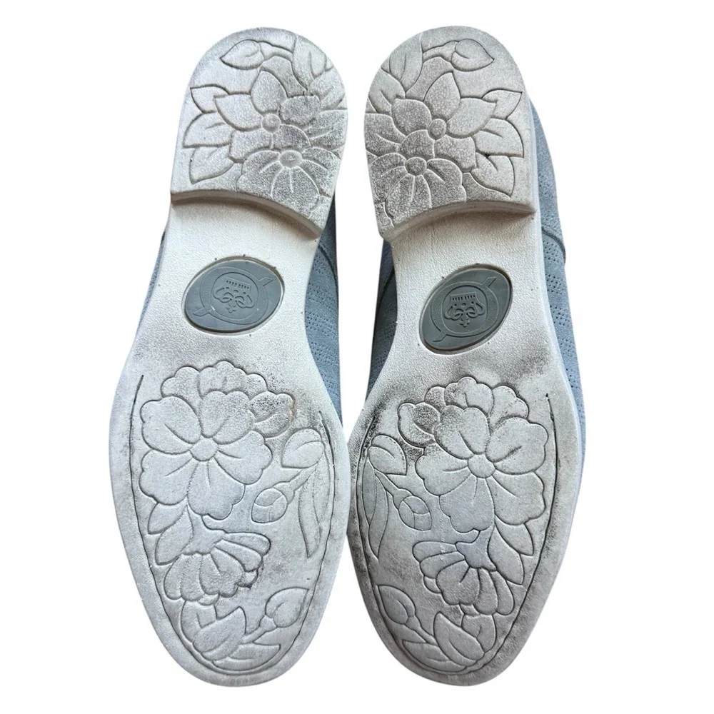 Born Passi Perforated Suede Oxfords Derby Blue Lace Up Flats